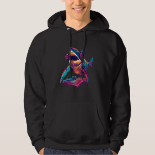 Party Shark Disco DJ with headphones turntable art Hoodie