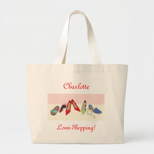 Party Shoes design - personalised Large Tote Bag (Front)