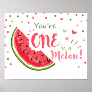 Party sign One in a melon Birthday decor nursery