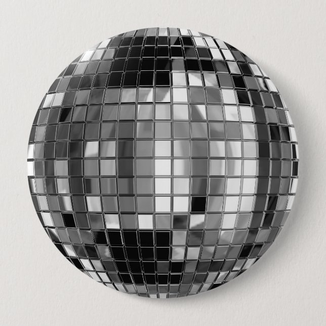 Party Silver Disco Ball Huge Button (Front)
