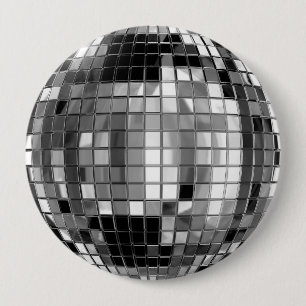 Party Silver Disco Ball Huge Button