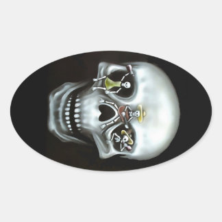 Party Skull Oval Sticker