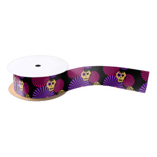 Party skulls ribbon satin ribbon
