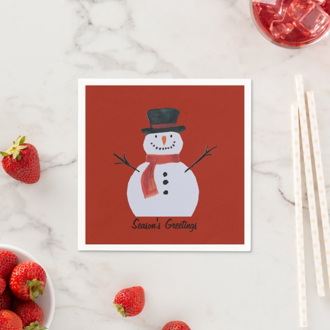 Party Snowman With Top Hat Napkin (Insitu)