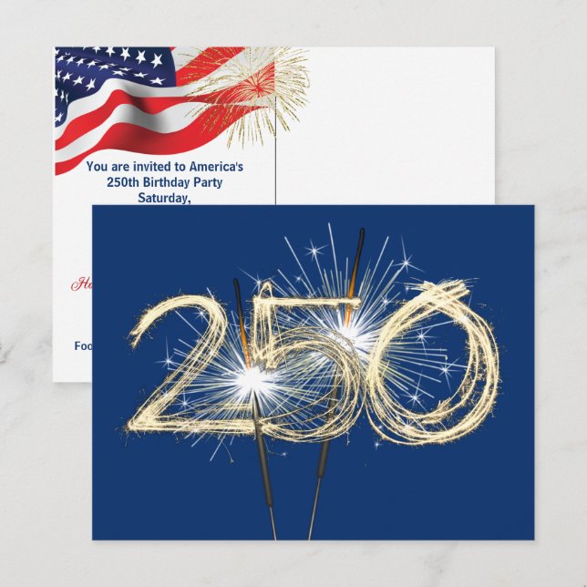 Party Sparklers For America's 250th Birthday Postcard (Front/Back)