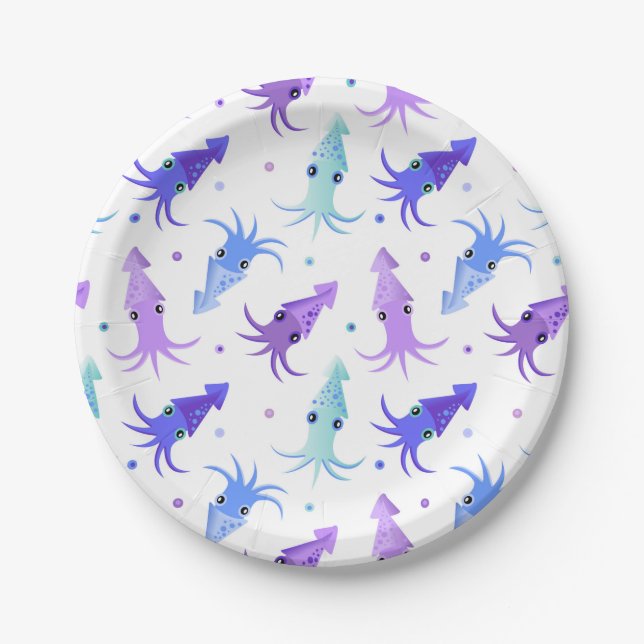 Party Squid Pattern Paper Plate (Front)