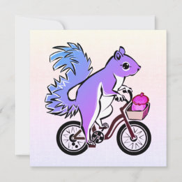 Party Squirrel Riding a Bicycle Holiday Card