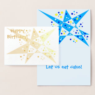 Party Star and Dots Abstract Happy Birthday Gold Foil Card