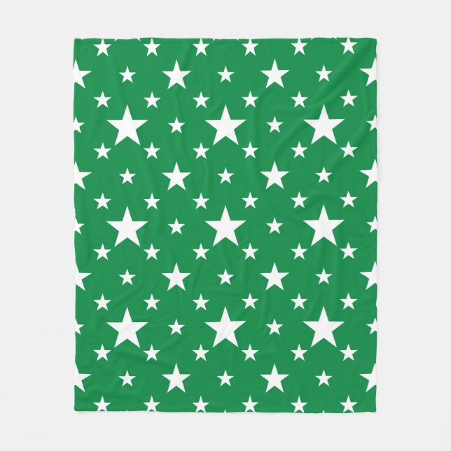 Party Stars on Green Fleece Blanket (Front)