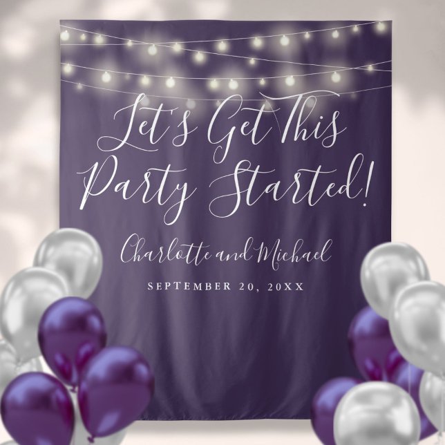Party Started Lights Purple Photo Backdrop Tapestry (Party Started Lights Purple Photo Backdrop)