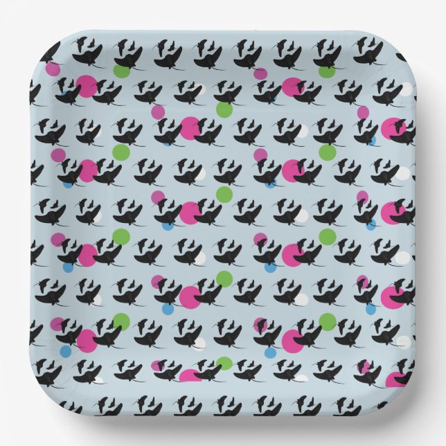 Party Stingray Colourful Pattern  Paper Plate (Front)