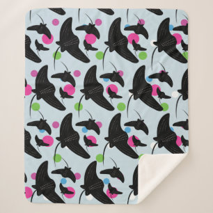 Party Stingray Colourful Pattern  Sherpa Blanket