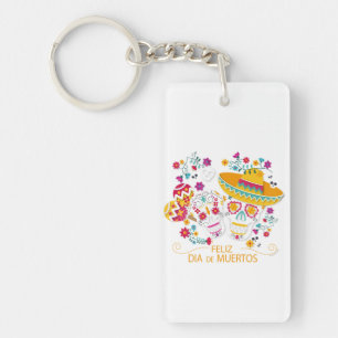 Party Sugar Skulls and Flowers Key Ring