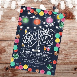 Party summer chalkboard   Birthday Invitations