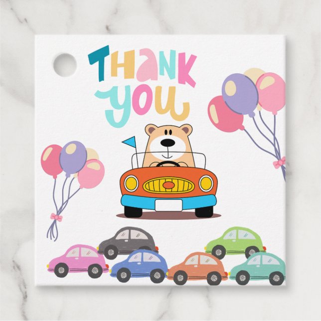 Party supplies cars favour tags (Front)