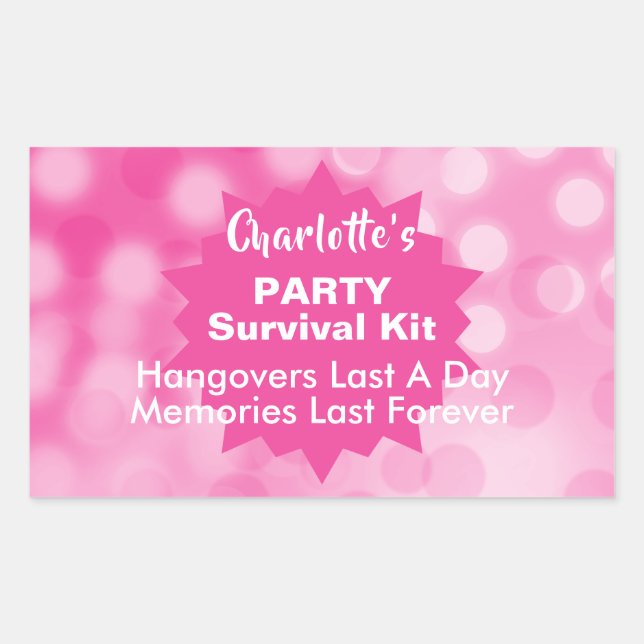 Party Survival Kit DIY Favour Rectangular Sticker (Front)