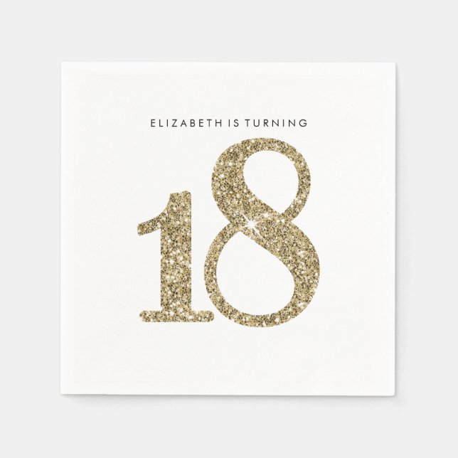 PARTY TABLE LARGE AGE modern 18 gold glitter Napkin (Front)