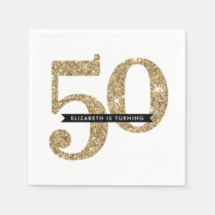 PARTY TABLE LARGE AGE modern 50 glam gold glitter Napkin