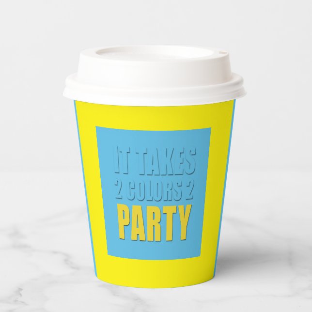 Party Takes Two Colours Blue Yellow Paper Cup (Front)
