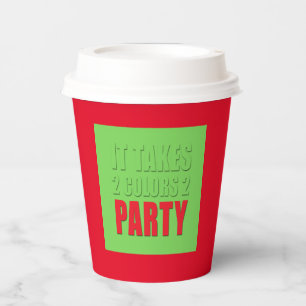 Party Takes Two Colours Green Red Paper Cups
