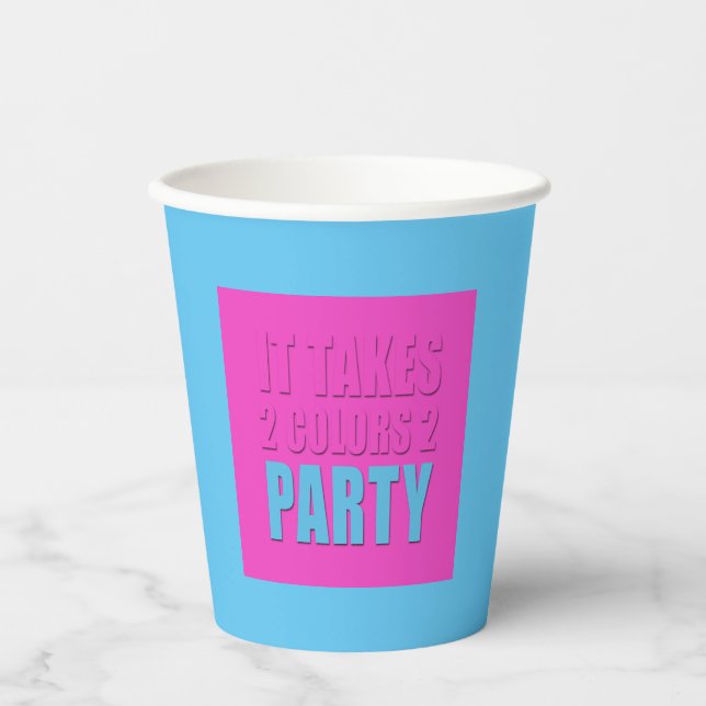 Party Takes Two Colours Pink Blue Paper Cup (Front)