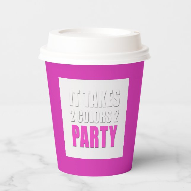 Party Takes Two Colours Pink White Paper Cups (Front)