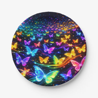 Party Teller Neon Butterfly Motif Paper Plate