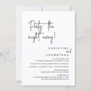 Party the night away, Wedding Elopement Dinner Invitation