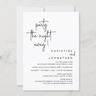 Party the night away, Wedding Elopement Dinner Invitation