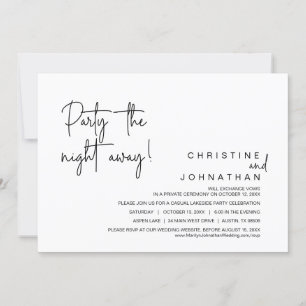 Party the night away, Wedding Elopement Dinner Invitation