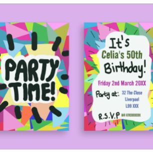 Party Time 50th birthday any age personalise Invitation