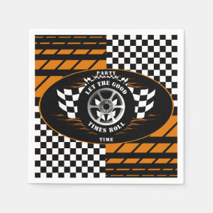 Party Time Chequered Flag Auto Sports Car Racing Napkin