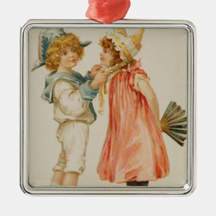 Party Time, Christmas postcard Metal Ornament