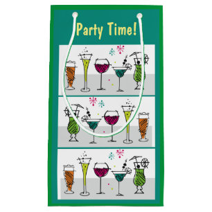 Party Time Cocktails Alcohol Birthday Events Sizes Small Gift Bag