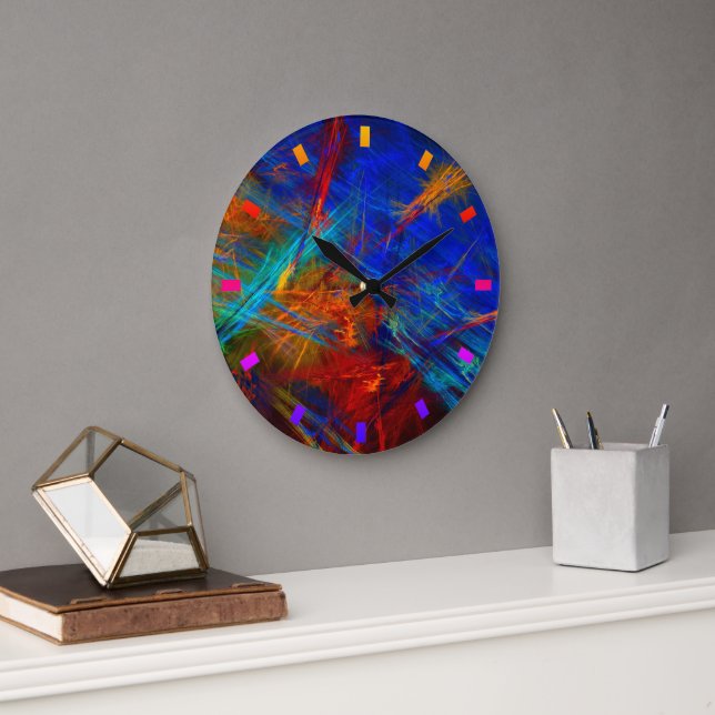 'Party Time' - Colorful Abstract Art Large Clock (Office)