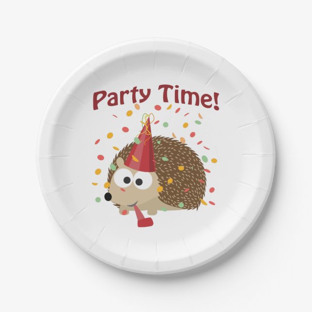 Party Time! Confetti Hedgehog Paper Plate (Front)