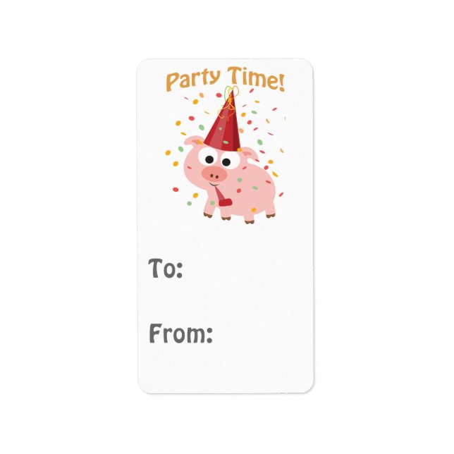 Party time confetti Pig Label (Front)