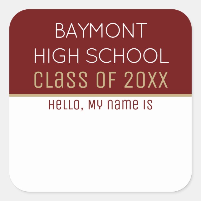Party time! Custom class reunion name tag stickers (Front)