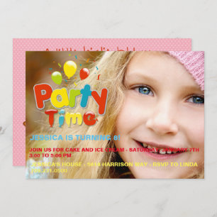 Party Time Custom Photo Birthday Invitation