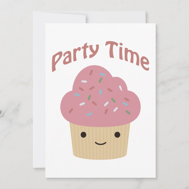 Party Time! Cute Cupcake Party Invitation (Front)