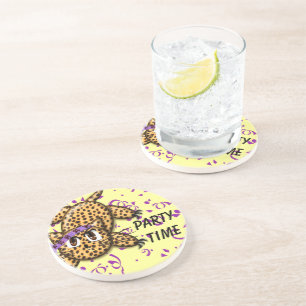 Party Time Cute Leopard Coasters