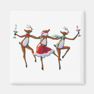 PARTY TIME DANCING REINDEER by SHARON SHARPE Magnet