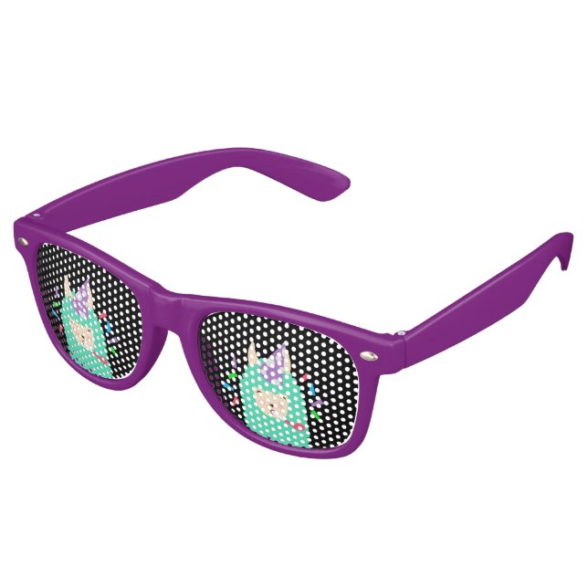 Party Time Emoji Llama Retro Sunglasses (Angled)