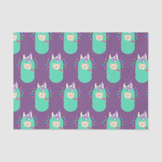 Party Time Emoji Llama Tissue Paper (Front)