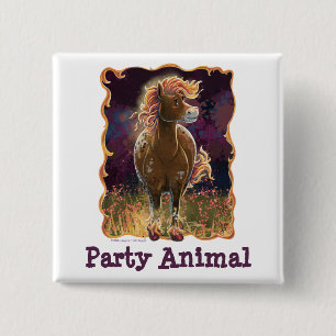 Party Time Fire Horse 15 Cm Square Badge