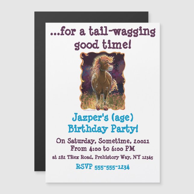 Party Time Fire Horse Magnetic Invitation (Front/Back)