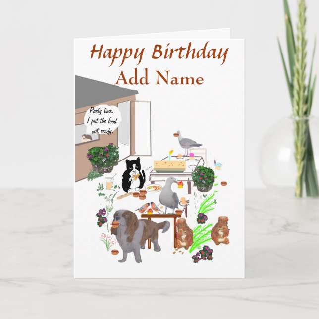 Party Time funny Birthday card, personalise. Card (Front)