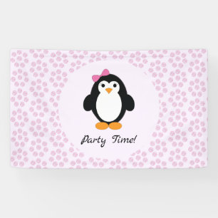 Party Time Girl Penguin Banner
