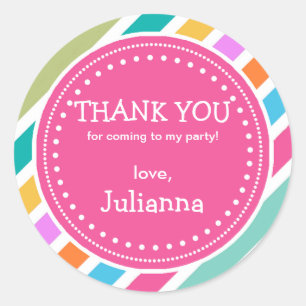 Party Time Girls Birthday Thank You Favour Sticker