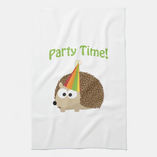 Party Time! Hedgehog Tea Towel (Vertical)